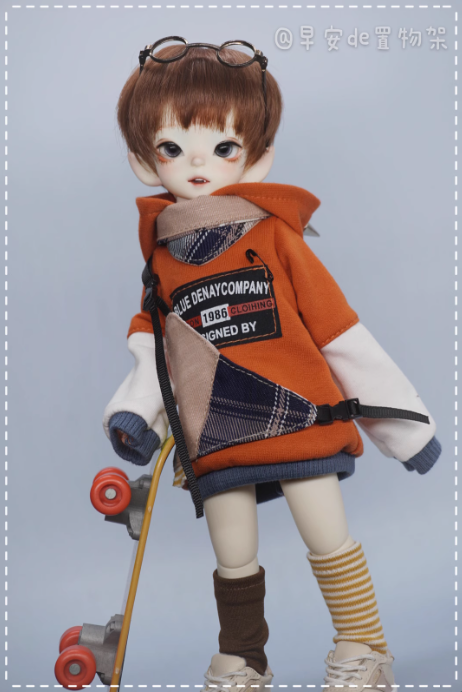 【Gently Used】zao an de zhi wu jia(早安de置物架) - Wu ming san Orange (無銘‧參 橘色) - Hoodie trouser Set【1/6 Costume】