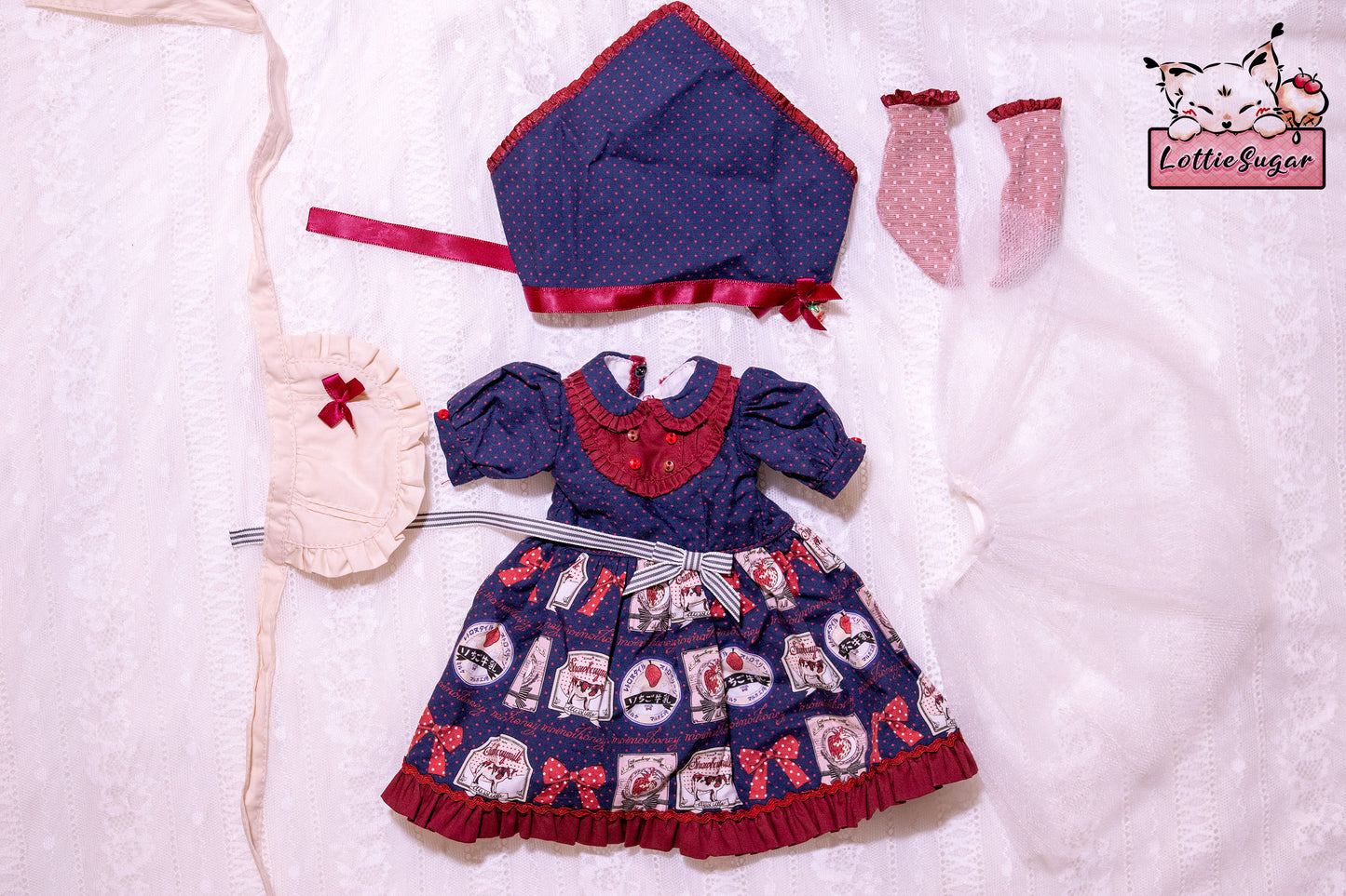 【Gently Used】Puyoodoll - POMPOM Strawberry Farm Outfit Set【1/4 Costume】