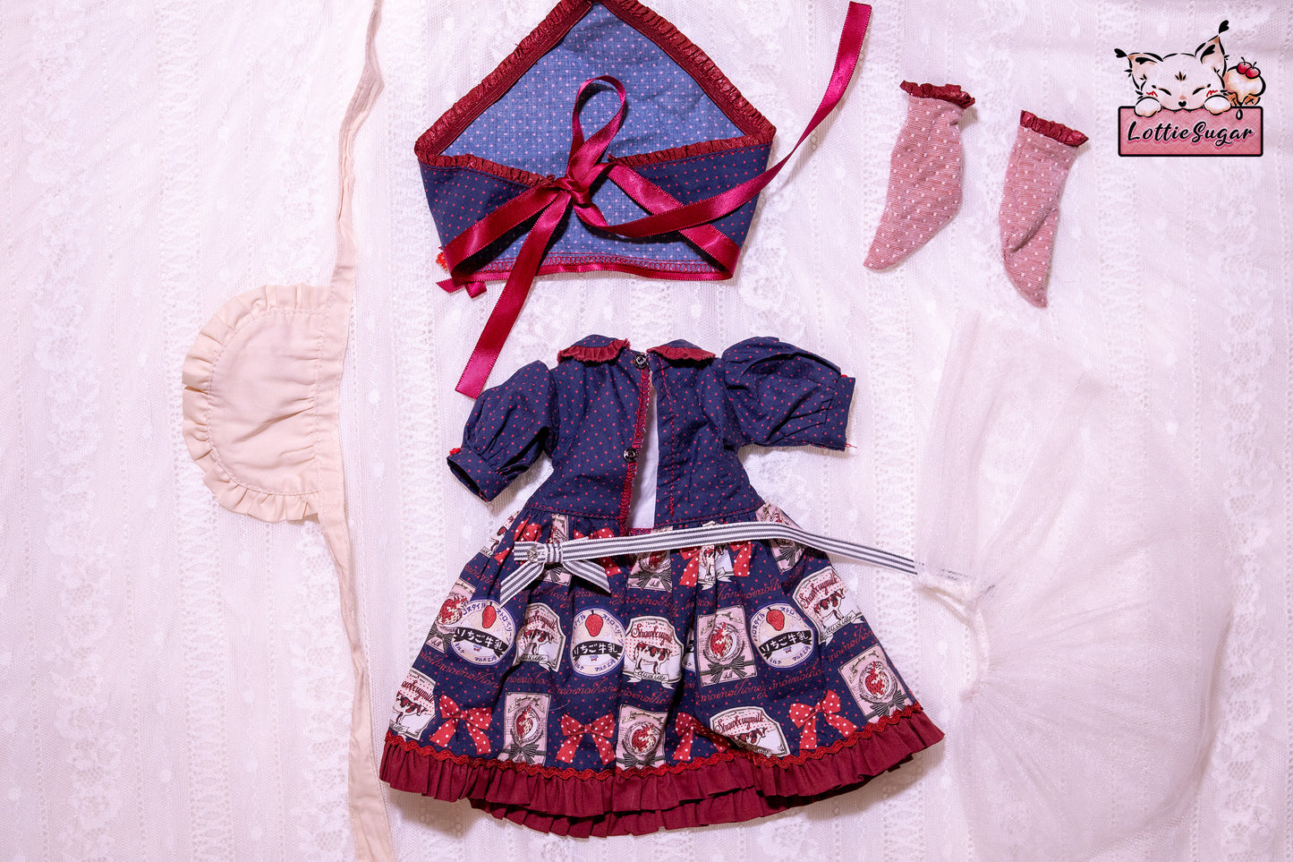 【Gently Used】Puyoodoll - POMPOM Strawberry Farm Outfit Set【1/4 Costume】