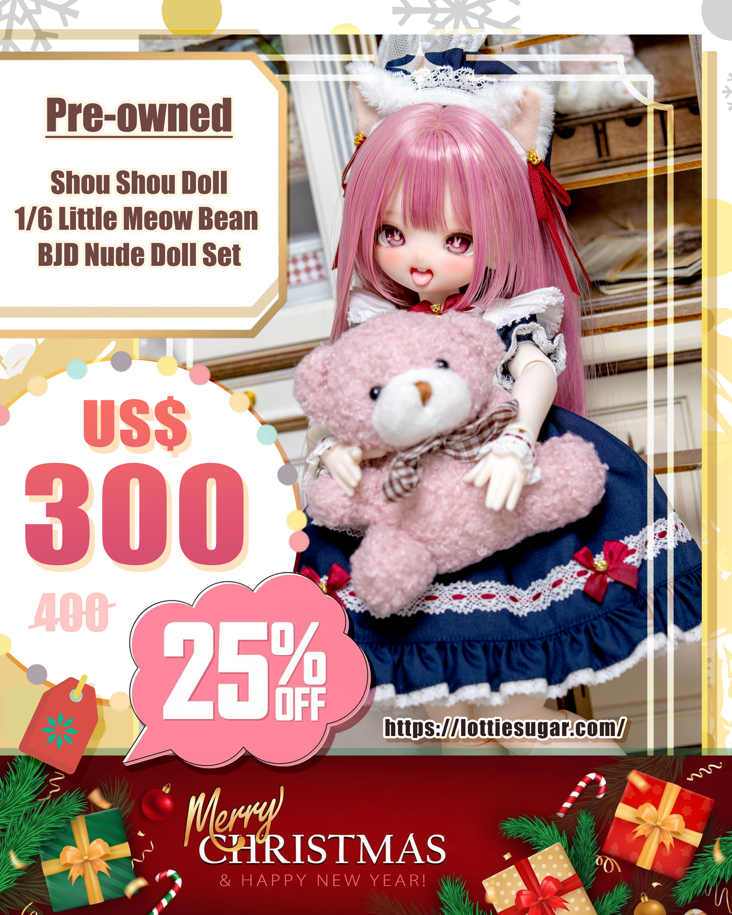 【Pre-owned】Shou Shou Doll - 1/6 Little Meow Bean BJD Nude Doll Set【LottieSugar】