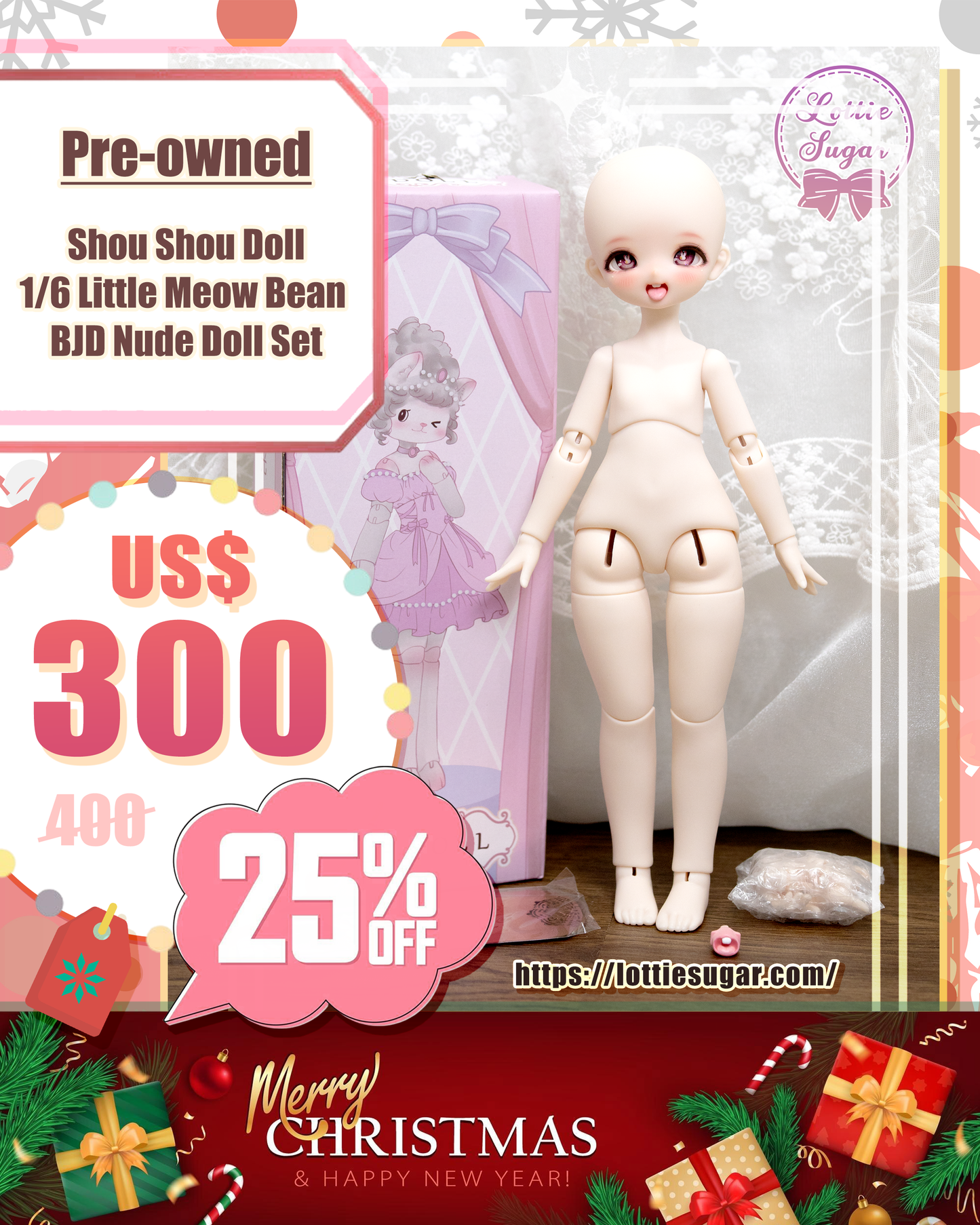 【Pre-owned】Shou Shou Doll - 1/6 Little Meow Bean BJD Nude Doll Set【LottieSugar】