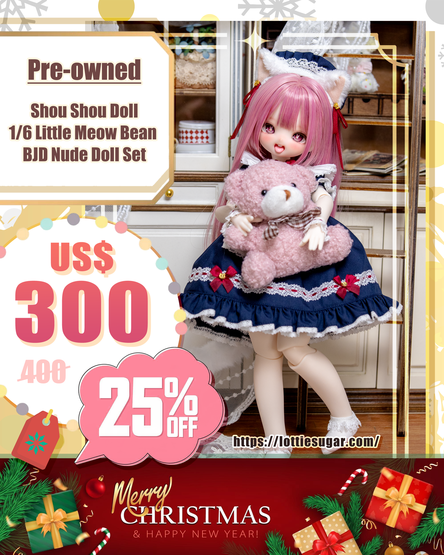 【Pre-owned】Shou Shou Doll - 1/6 Little Meow Bean BJD Nude Doll Set【LottieSugar】