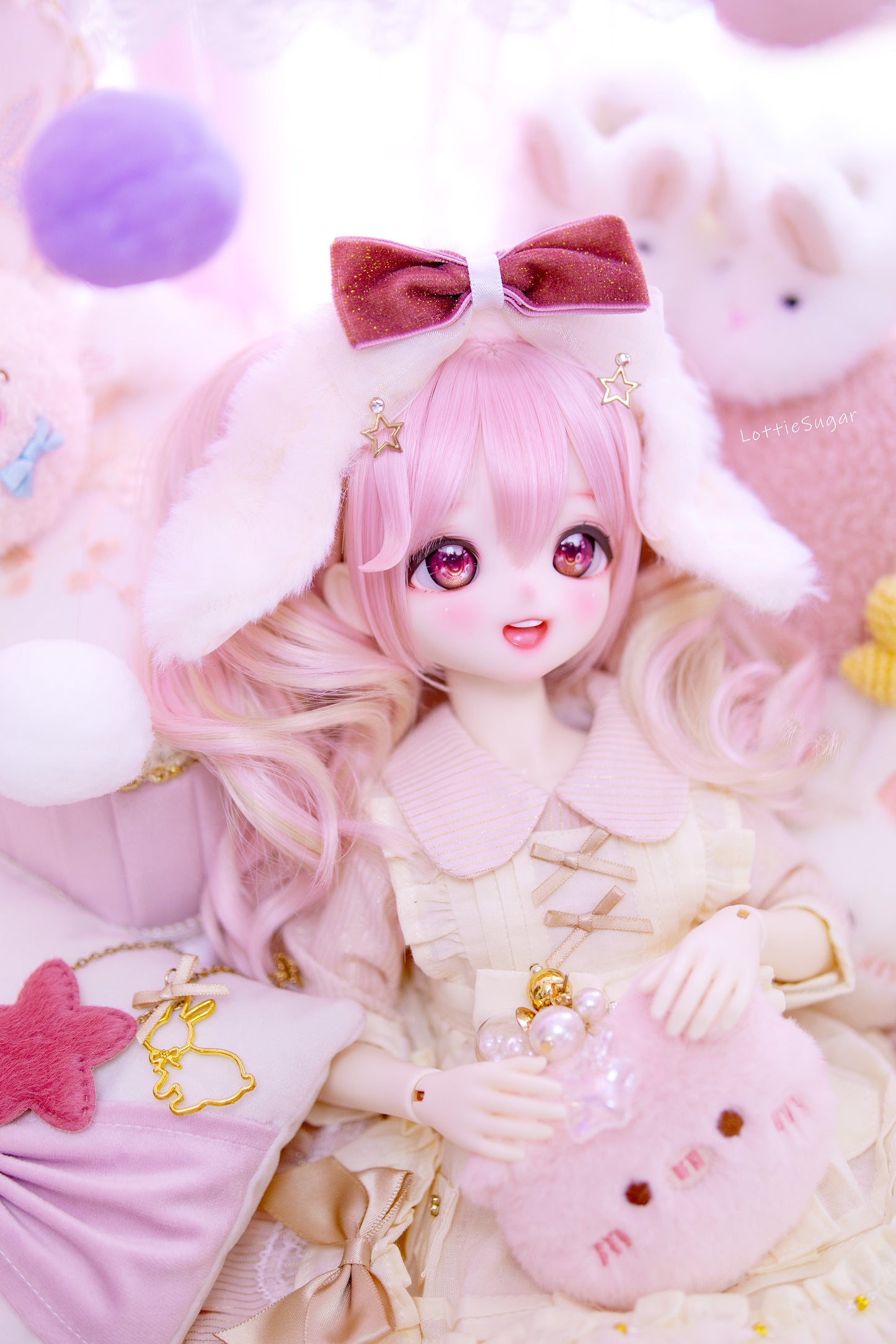 🍒Cherry【1/4 BJD Nude Doll - Zuizui Doll Milk Sugar Custom Head & DLL Doll 1/4 Body & 3D Resin Eyes*2 pairs】【LottieSugar】