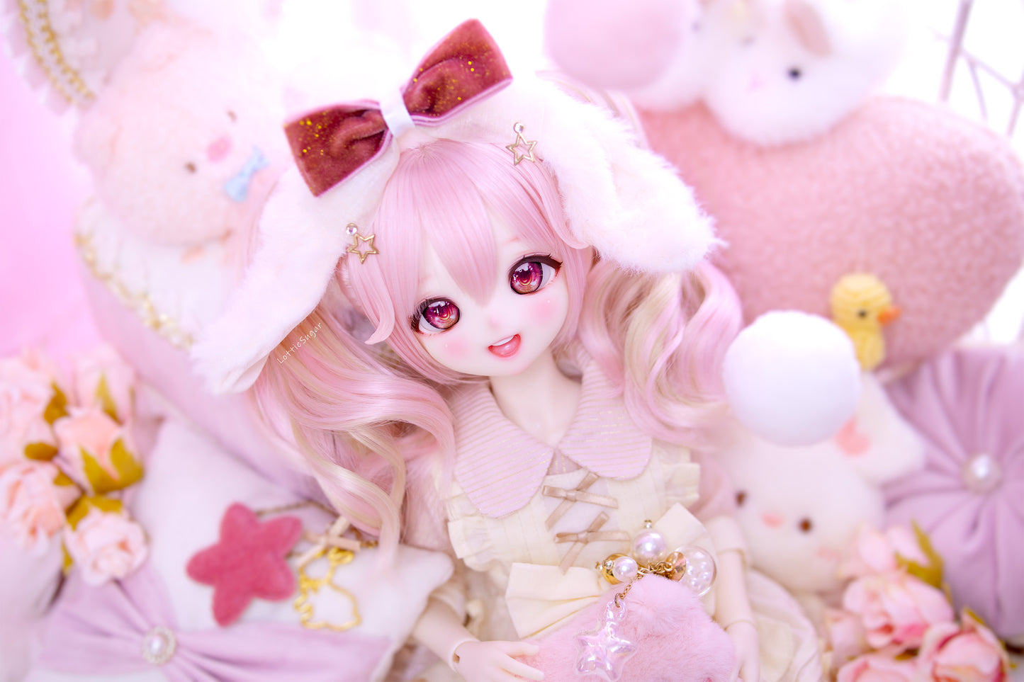 🍒Cherry【1/4 BJD Nude Doll - Zuizui Doll Milk Sugar Custom Head & DLL Doll 1/4 Body & 3D Resin Eyes*2 pairs】【LottieSugar】