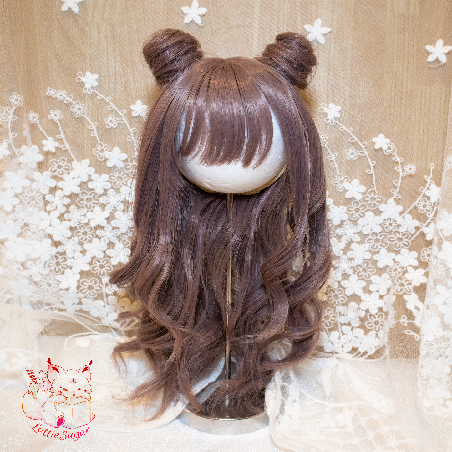 【Used】MiuCat - Dark Purple Bun Long Curly Hair【22cm Wig】